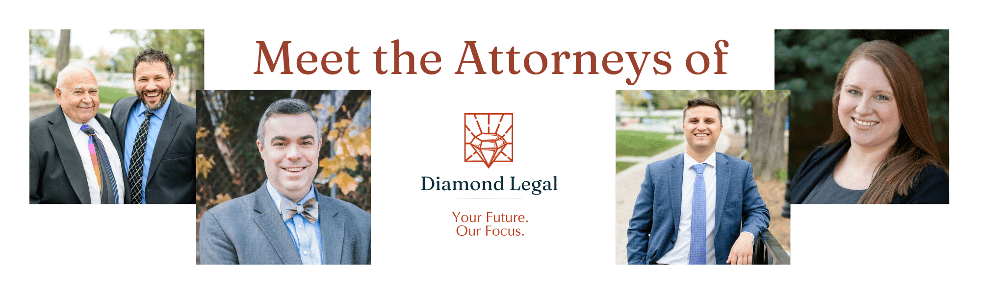 A banner featuring the lawyers and logo of Diamond Legal in McHenry, IL.